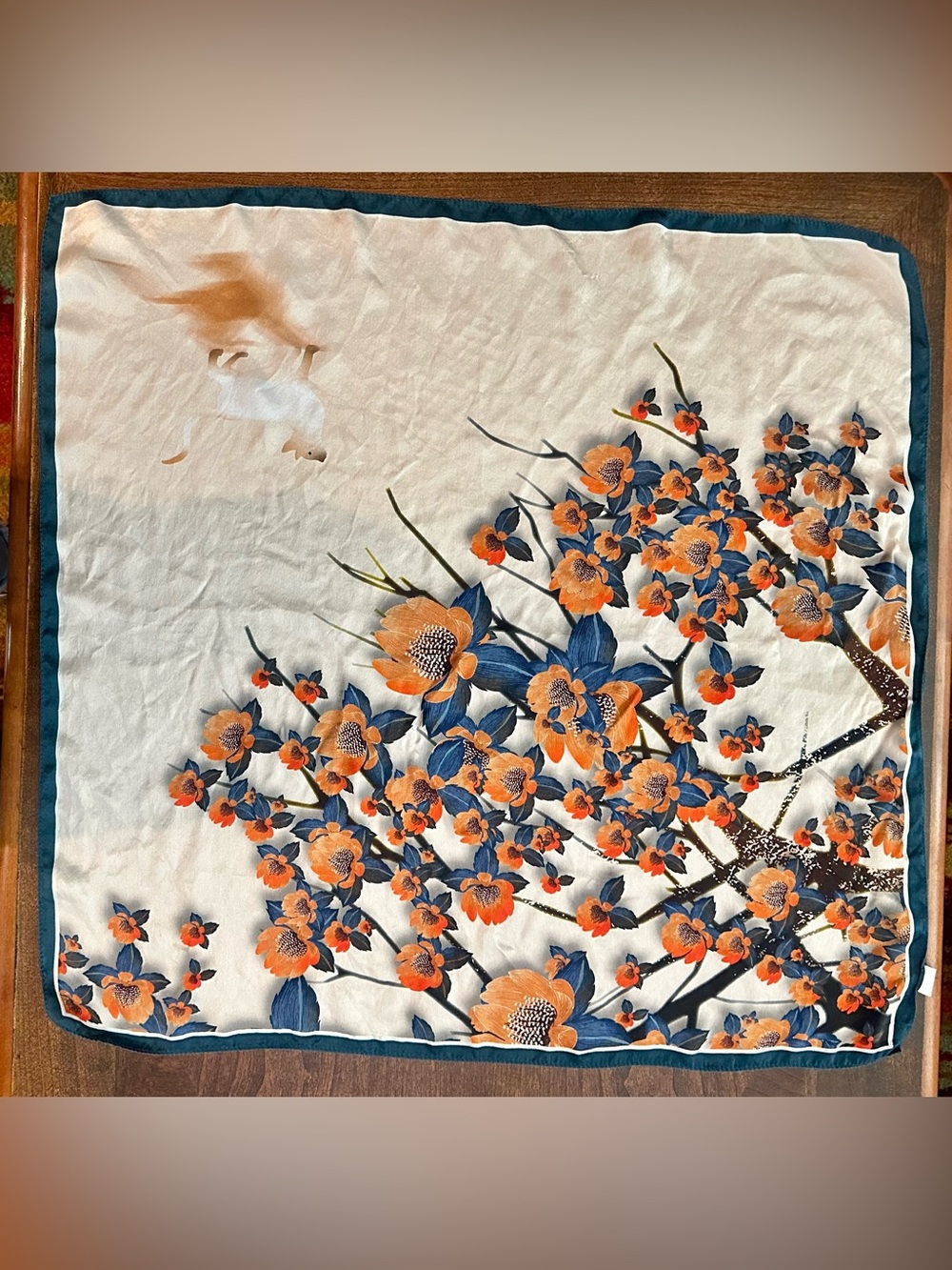 Silk Floral Square Scarf (3) - Picture 3 of 5